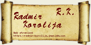 Radmir Korolija vizit kartica